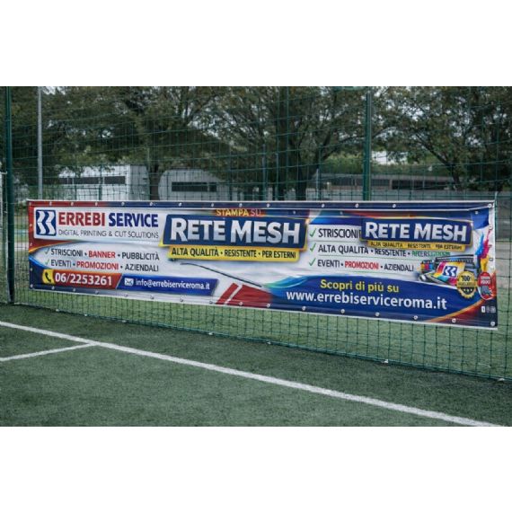 Striscione in  PVC su rete mesh con stampa a misura come da richiesta da inviare per quotazione RMEL