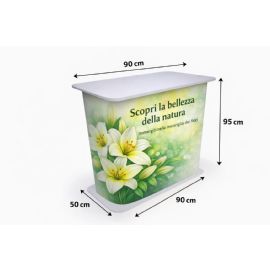 DESK 3 BANCHETTO stampato per congressi fiere centri commerciali teatri ecc. CM.90x95x50 DESK3