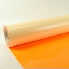 Termotrasferibili colorati da taglio in PU bobina da cm.50X25mt. Cod. 442 colore neon orange