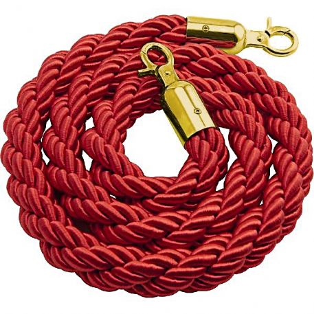 Cordone rosso con ganci dorati RBCRD2 lunhezza 2mt. diametro 30mm.