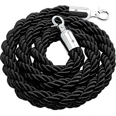 Cordone nero con ganci argentati RBCNA2 lunhezza 2mt. diametro 30mm.