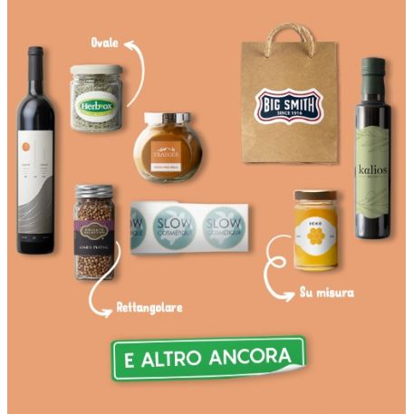 RBET5/1000 Etichette adesive in rotolini stampate come da vs.file da inviare f.to cm.5x5