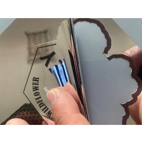 Poliestere adesivo da stampa e taglio plotter effetto argento specchio  RBABPOL/137 