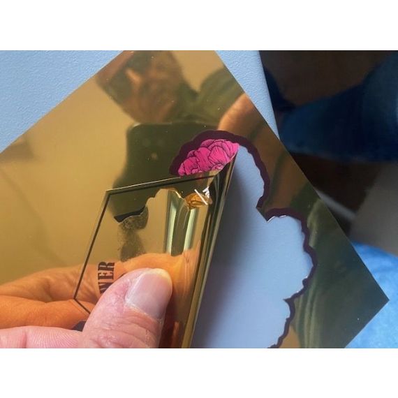 Poliestere adesivo da stampa e taglio plotter effetto oro specchio  RBOBPOL/1375