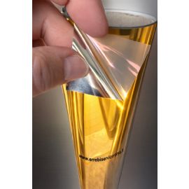 Poliestere adesivo da stampa e taglio plotter effetto oro specchio  RBOBPOLH/137